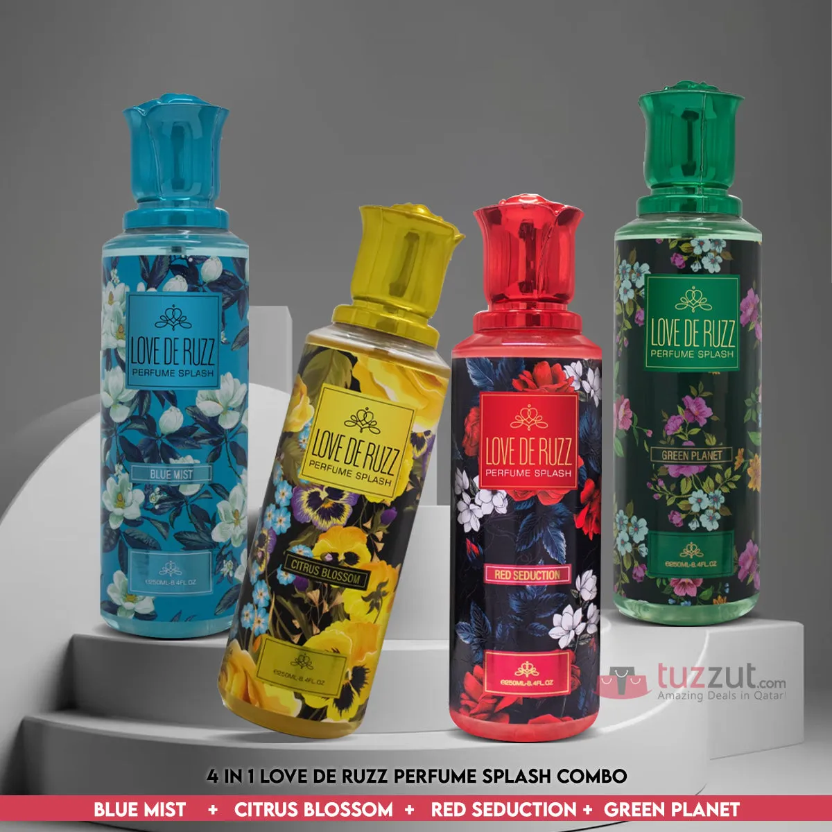 4 Pcs Love De Ruzz Perfume Splash Body Mist 250ml