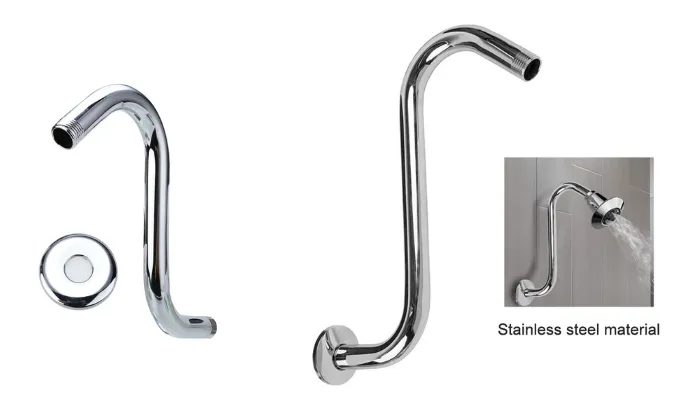 8 Inch Steel High Rise Extension S-Curved Goose Neck Shower