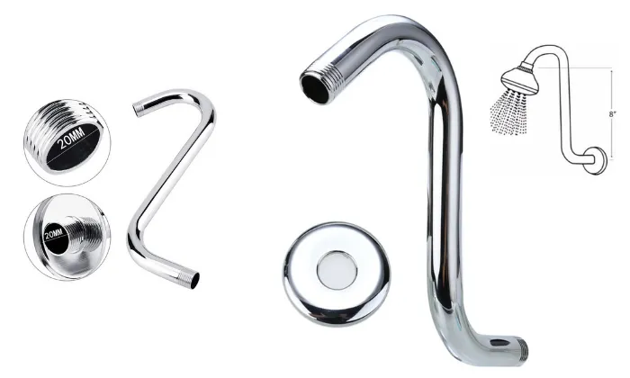 8 Inch Steel High Rise Extension S-Curved Goose Neck Shower