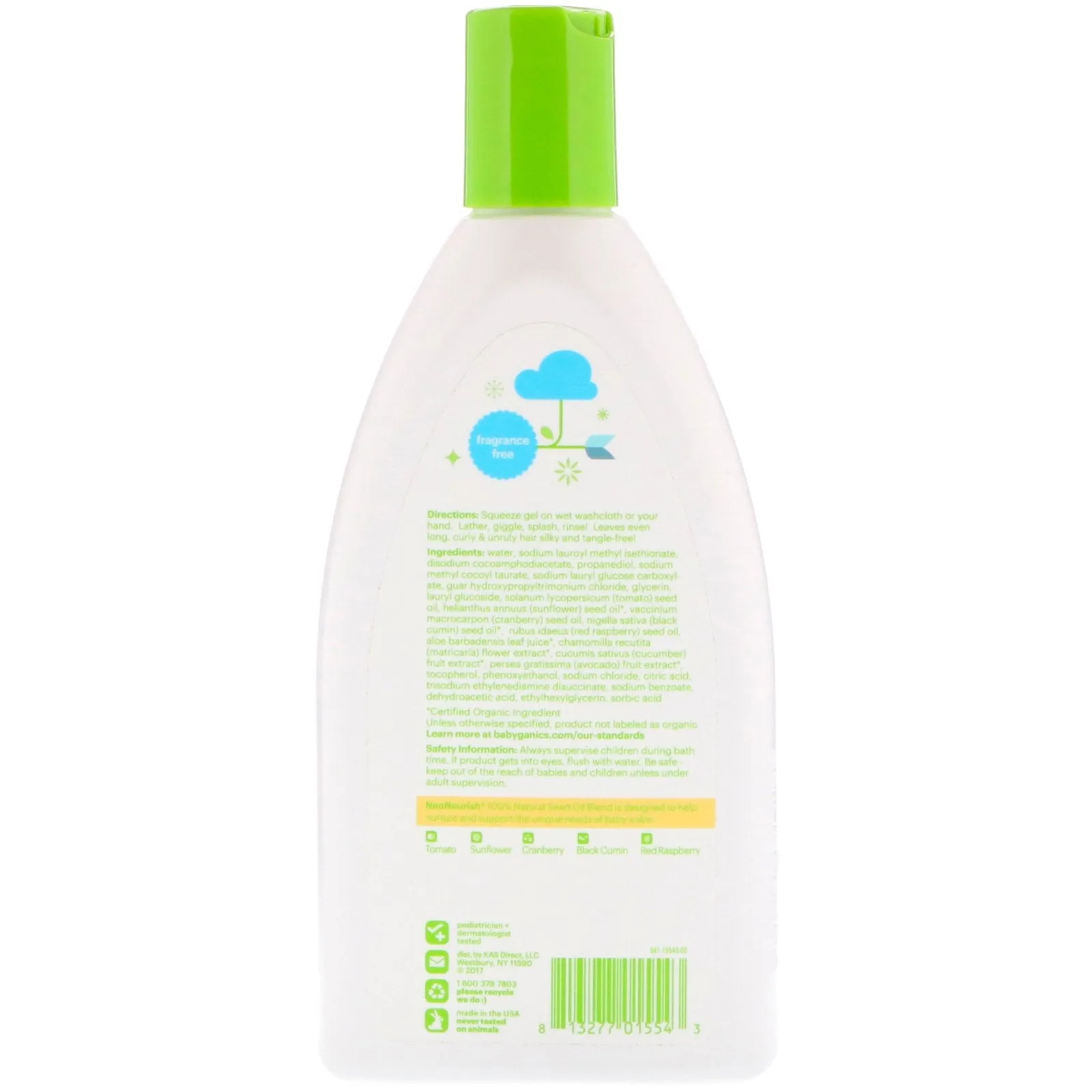 BabyGanics, Conditioning Shampoo   Body Wash, Fragrance Free, 12 fl oz (354 ml)