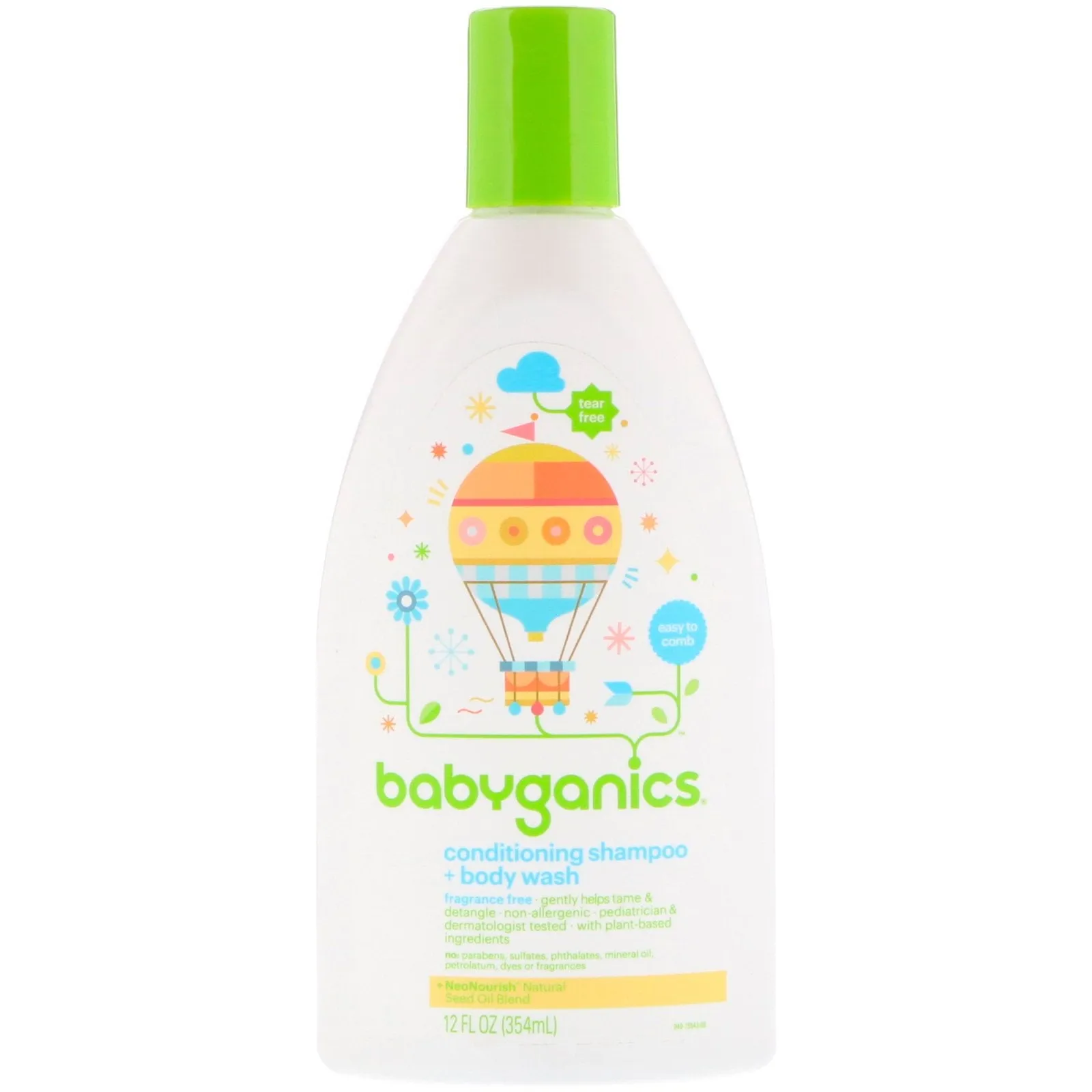 BabyGanics, Conditioning Shampoo   Body Wash, Fragrance Free, 12 fl oz (354 ml)