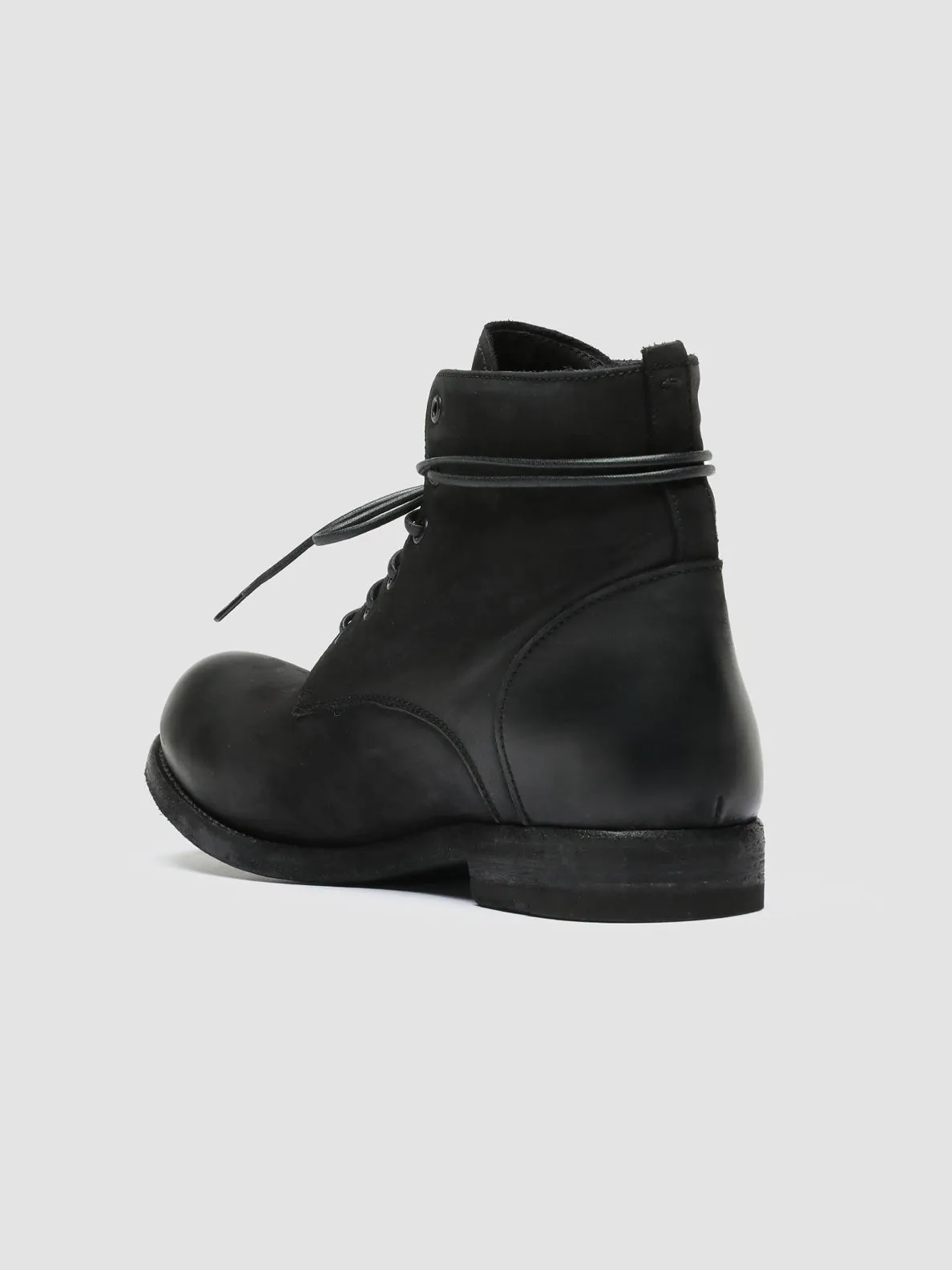 BUBBLE 003 - Black Leather Lace-up Boots