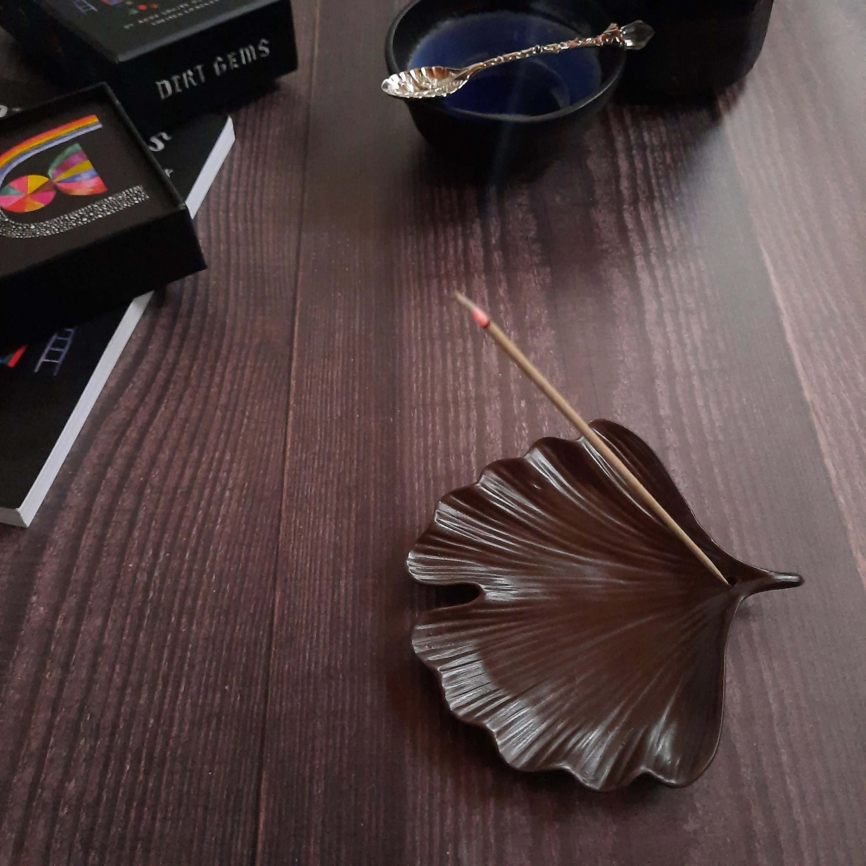 Ceramic Leaf Shaped Incense Burner - Ginkgo or Bodhi