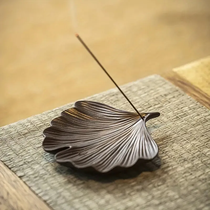 Ceramic Leaf Shaped Incense Burner - Ginkgo or Bodhi