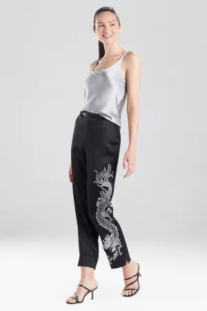 Chinoiserie Embroidery Silk Pants