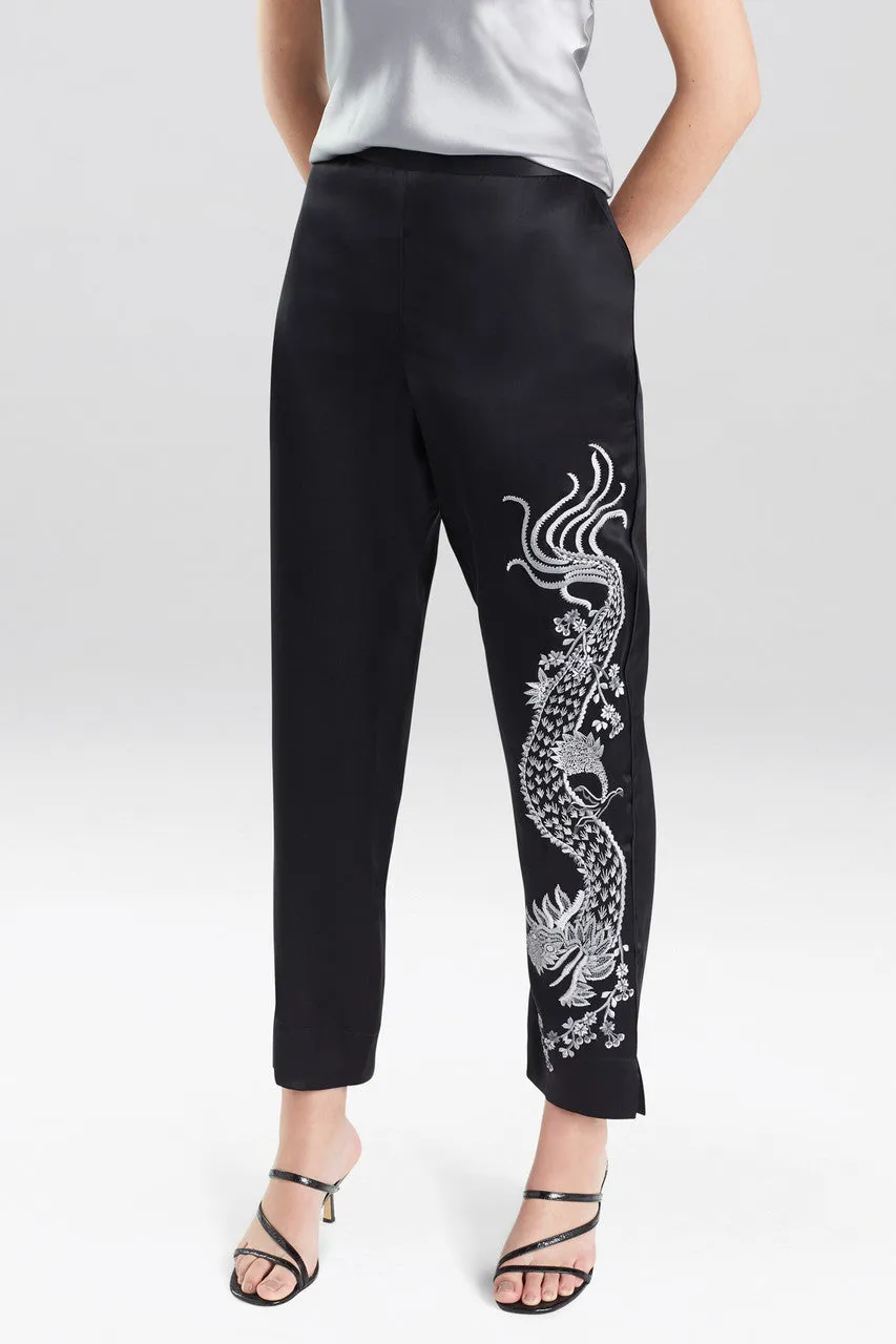 Chinoiserie Embroidery Silk Pants