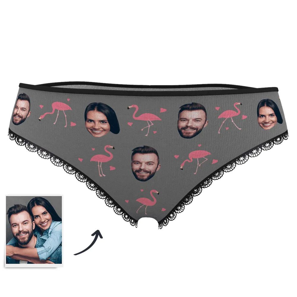 Couple Women's Custom Flamingo And Face On Panties