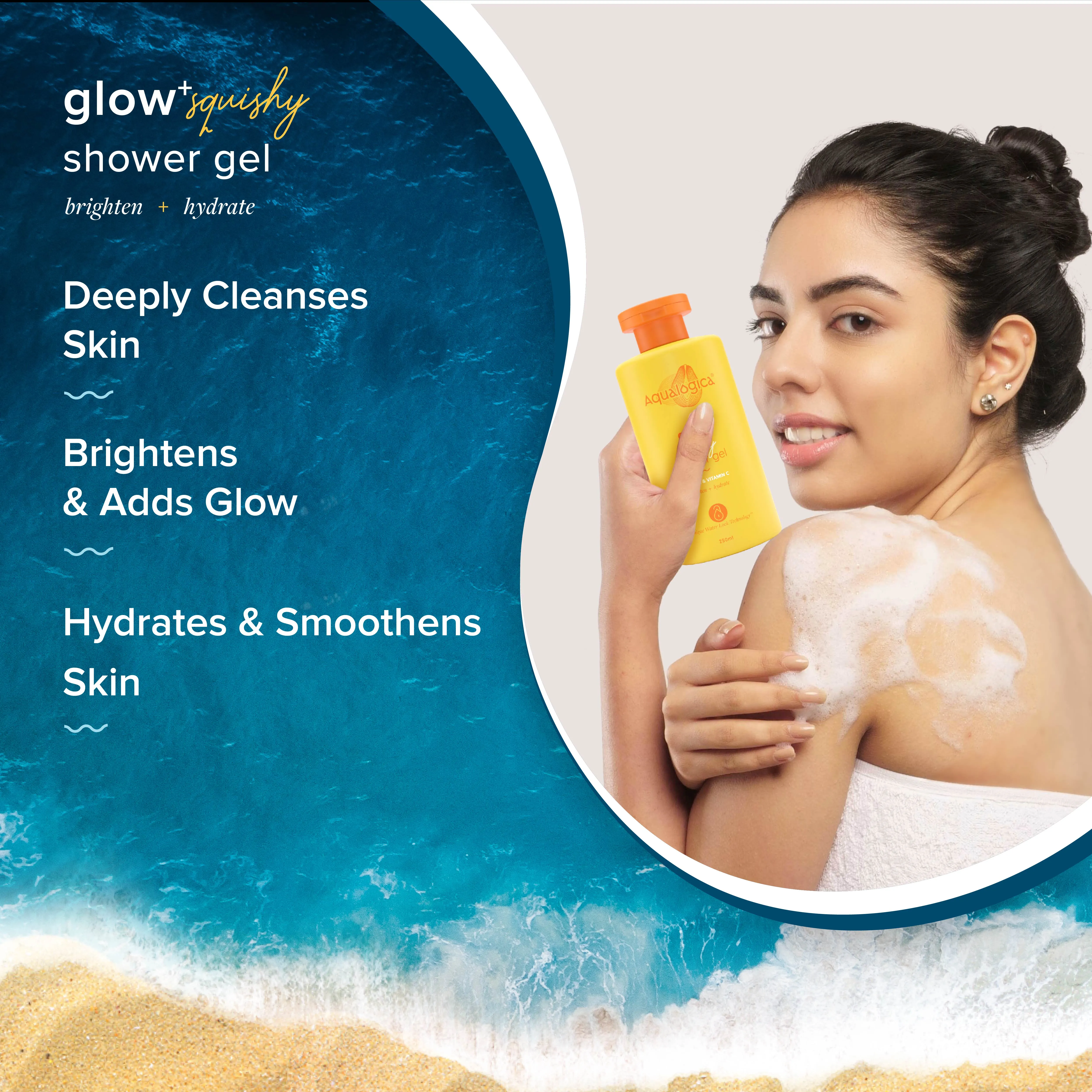 Glow  Squishy Shower Gel with Papaya & Vitamin C for Glowing Skin - 250ml