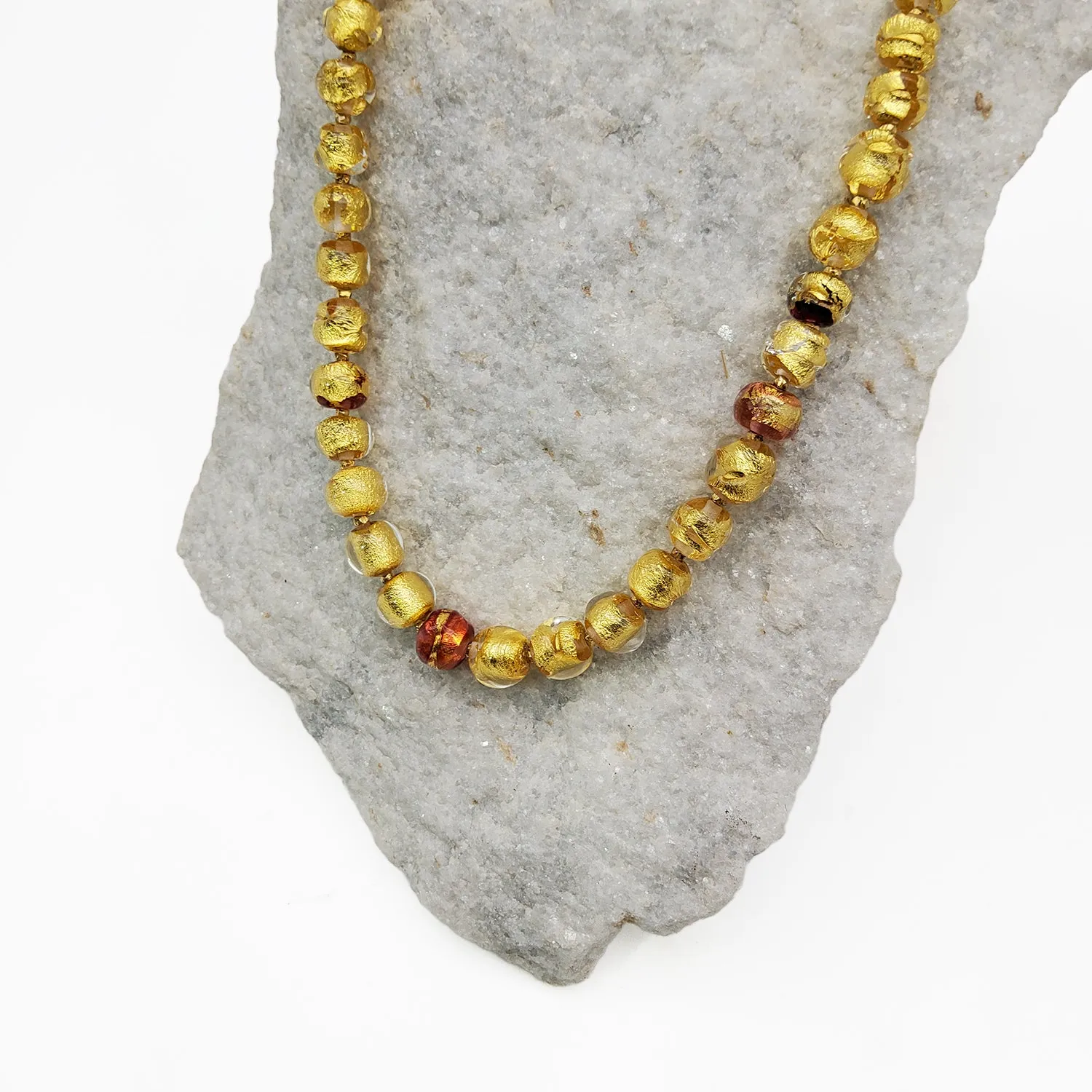 Gold Infused Glass Bead Necklace