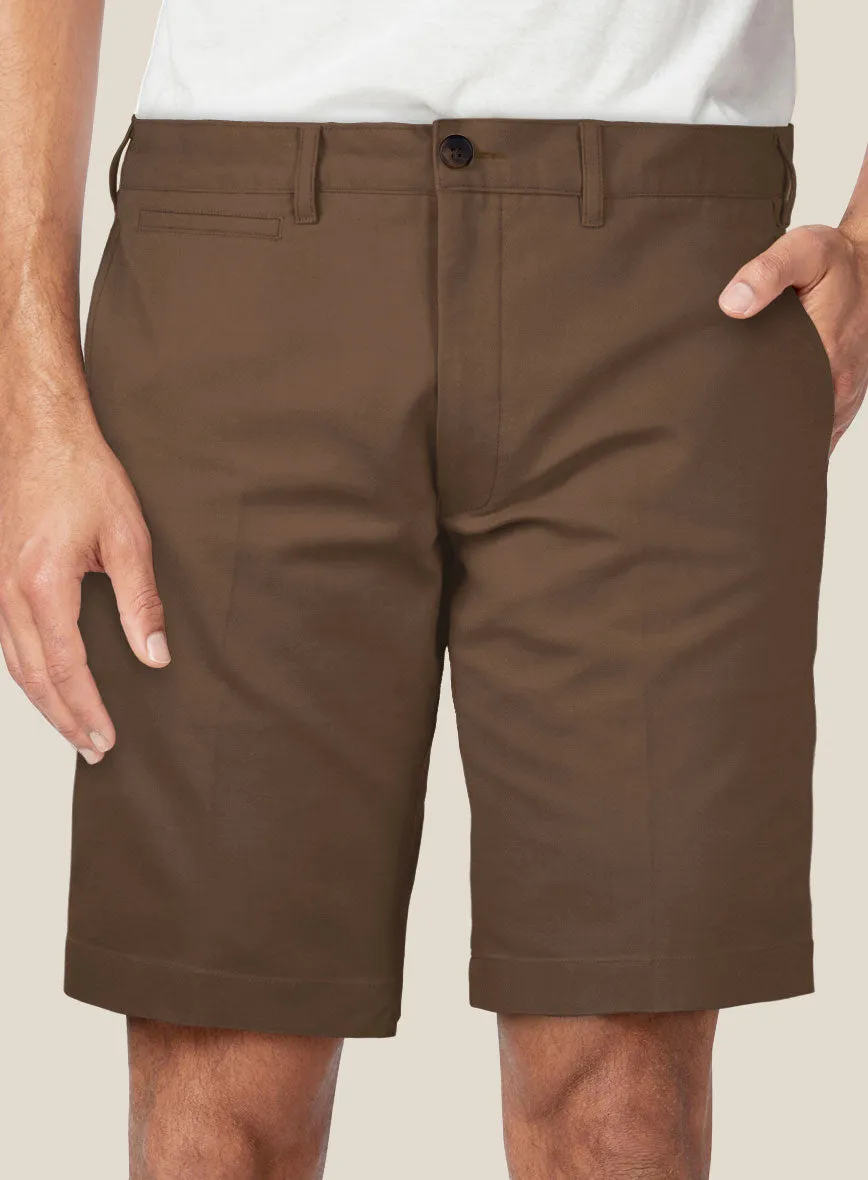 Italian Hickory Brown Cotton Stretch Shorts