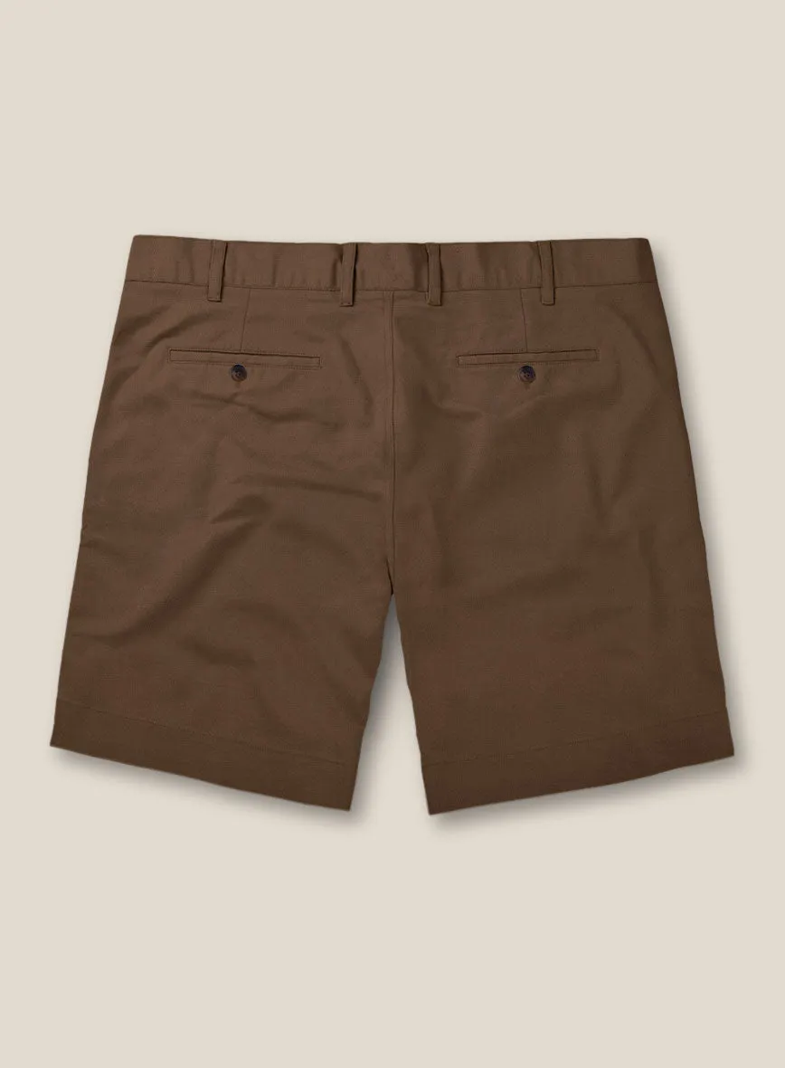 Italian Hickory Brown Cotton Stretch Shorts