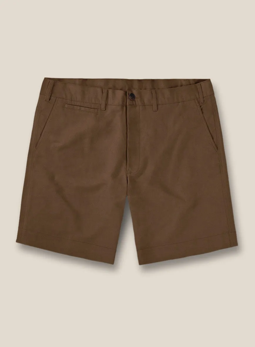 Italian Hickory Brown Cotton Stretch Shorts