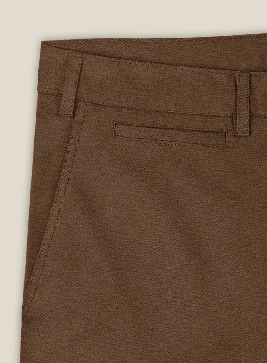 Italian Hickory Brown Cotton Stretch Shorts