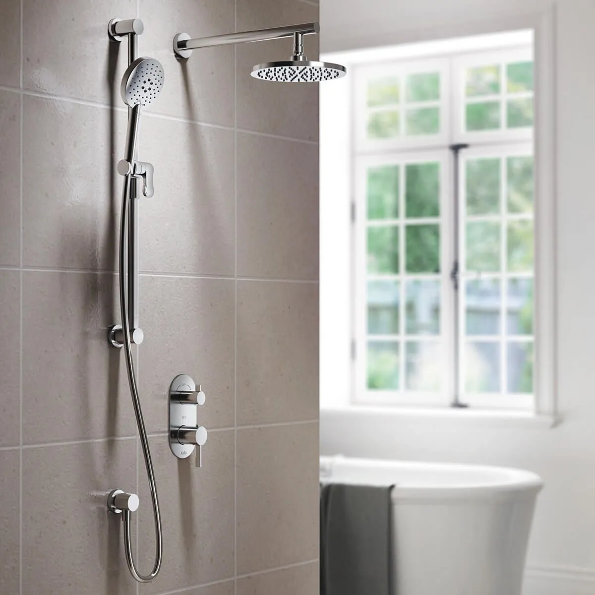 KALIA - ROUNDONE TD3  CHROME- WALL ARM (3 WAY SHOWER SYSTEMS )