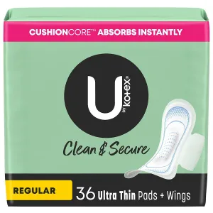 Kotex U Clean & Secure Ultra Thin Regular Pads 36ct