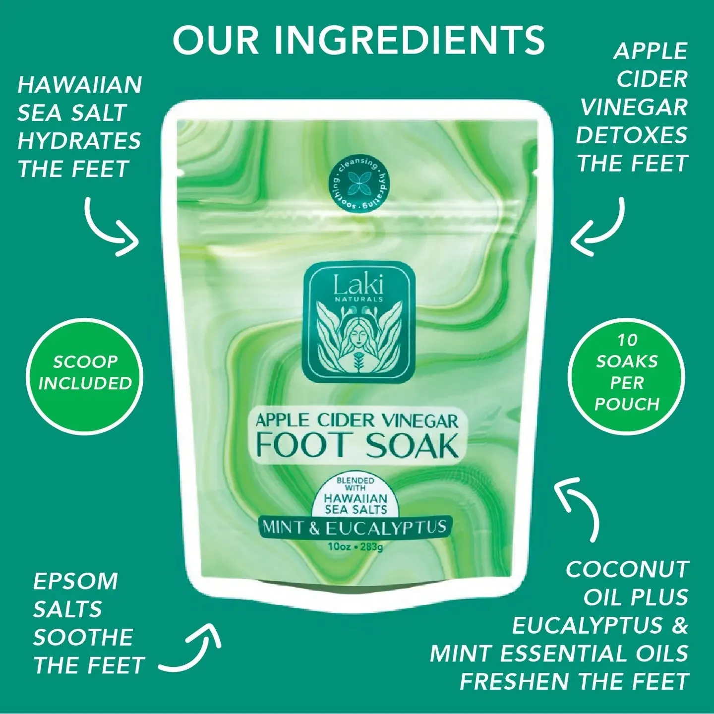 Laki Naturals Mint & Eucalyptus Apple Cider Vinegar Foot Soak