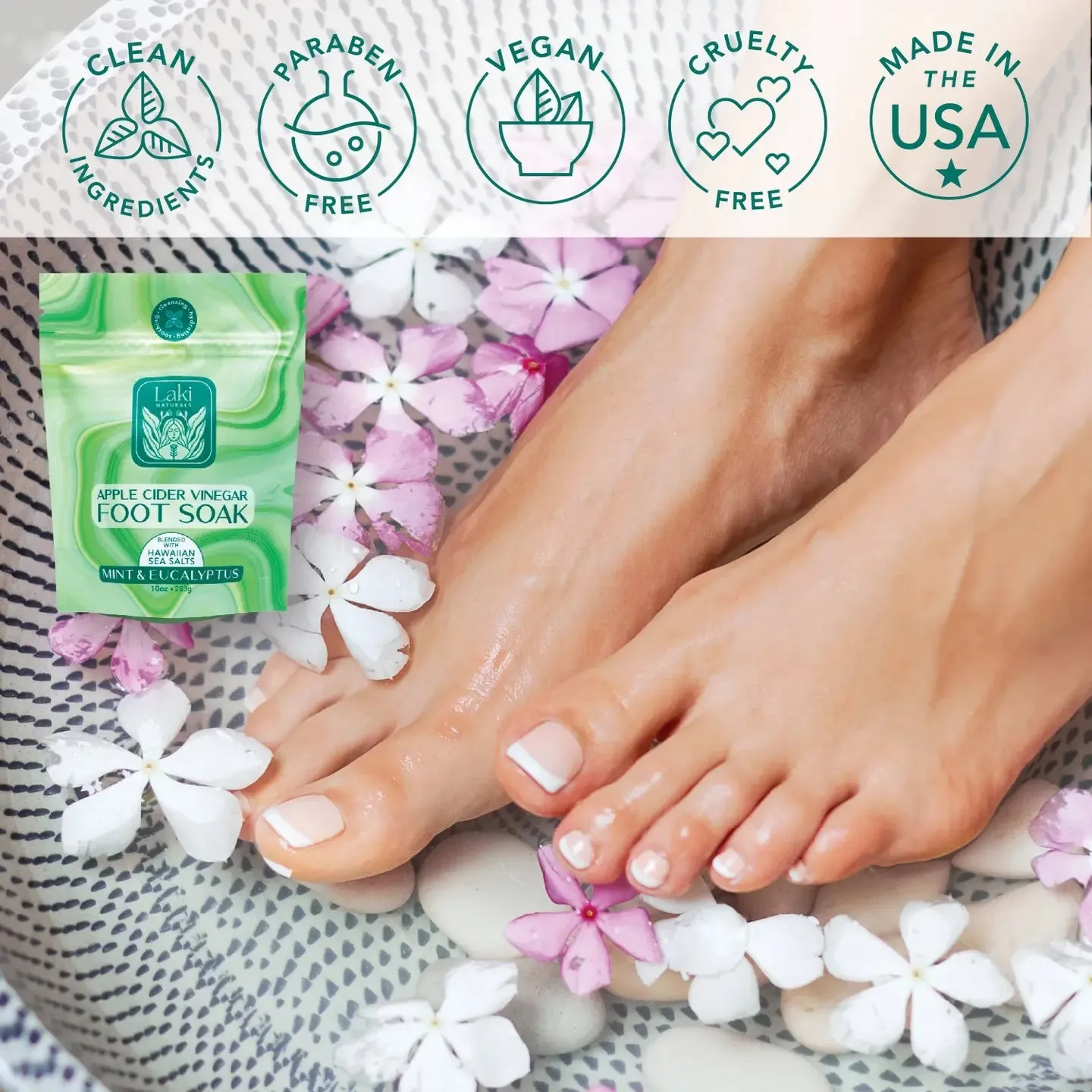 Laki Naturals Mint & Eucalyptus Apple Cider Vinegar Foot Soak