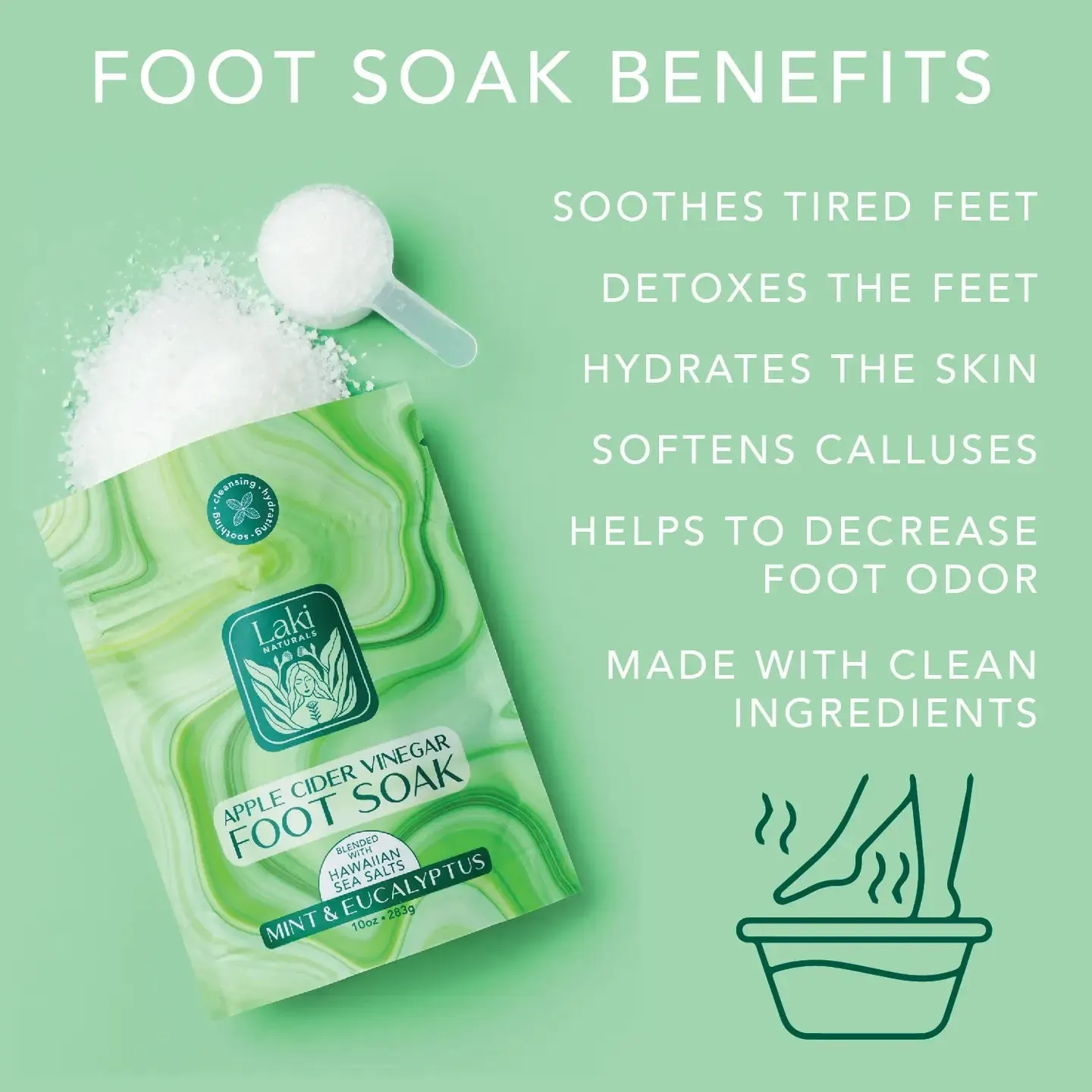 Laki Naturals Mint & Eucalyptus Apple Cider Vinegar Foot Soak