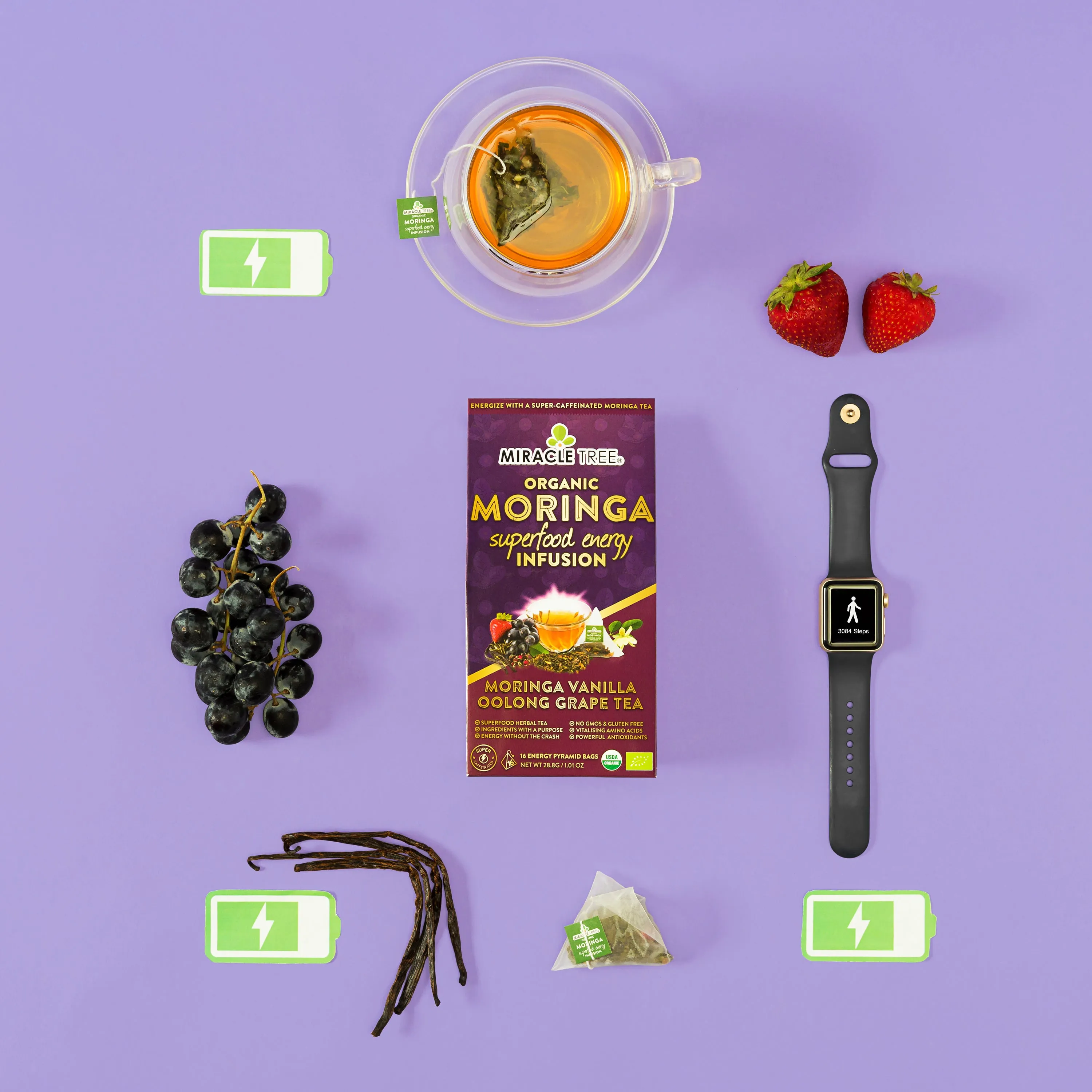 Miracle Tree's Moringa Energy Tea, Grape Vanilla