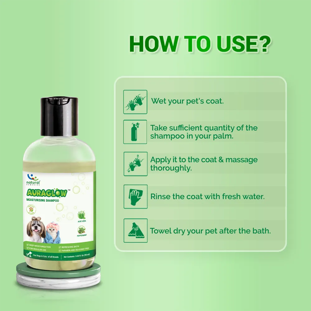 Natural Remedies Auraglow Moisturizing Shampoo for Dogs and Cats