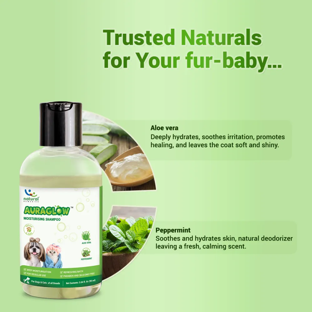 Natural Remedies Auraglow Moisturizing Shampoo for Dogs and Cats