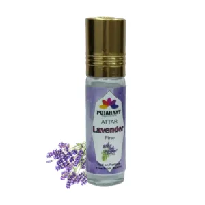 Pujahaat Premium Alcohol-Free Lavender Attar | Ittar 6ml, Fresh Floral Scent, Long-Lasting Travel Size Roll-On, Best Lavender Attar Fragrance Oil