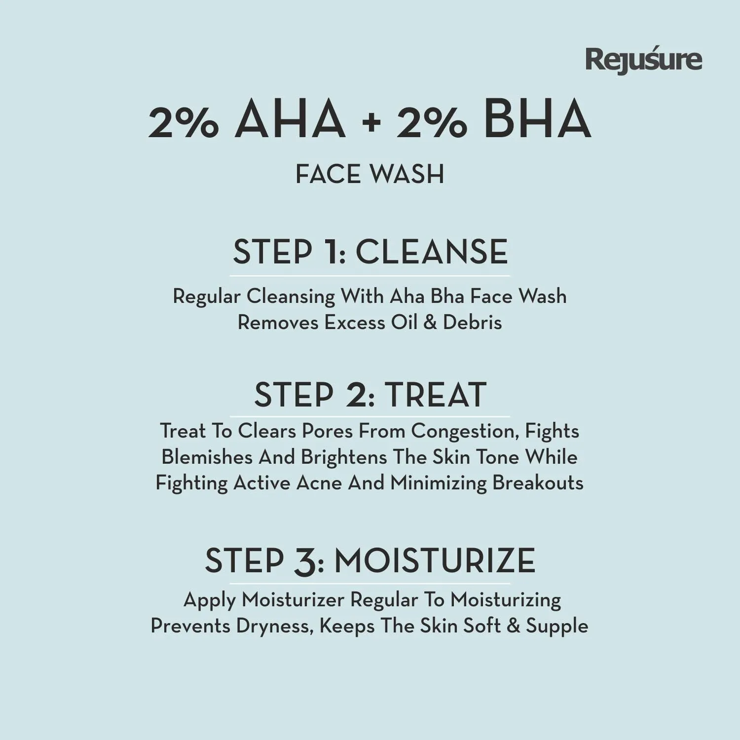 Rejusure AHA 2%   BHA 2% Face Wash for Exfoliant, Hydrate, Soothing & Healing Formula – 100ml (Pack of 2)