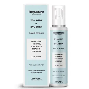 Rejusure AHA 2%   BHA 2% Face Wash for Exfoliant, Hydrate, Soothing & Healing Formula – 100ml (Pack of 2)