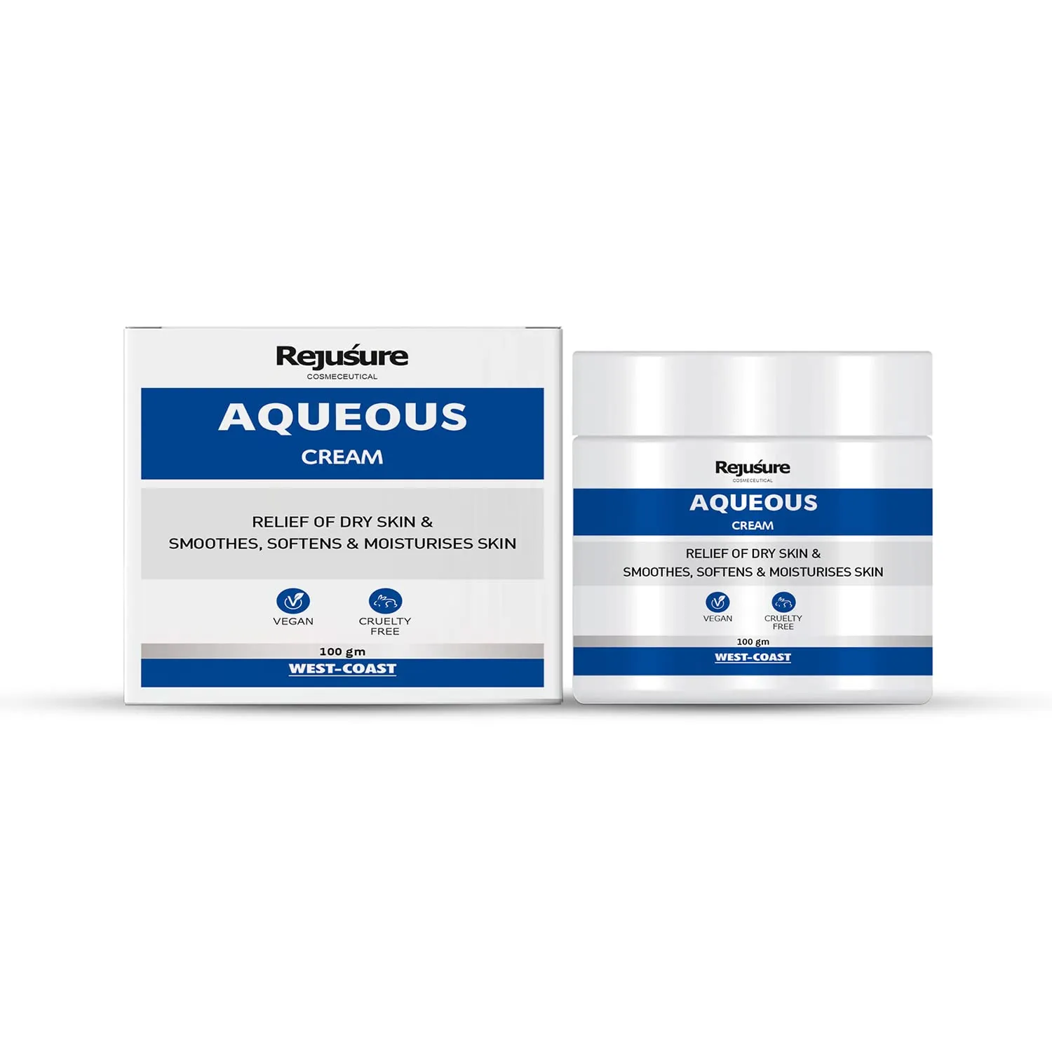 Rejusure Aqueous Cream - Fast Acting for Dry/Itchy/Sensitive Skin, Hydrates and Soothes | Skin care - 100gm