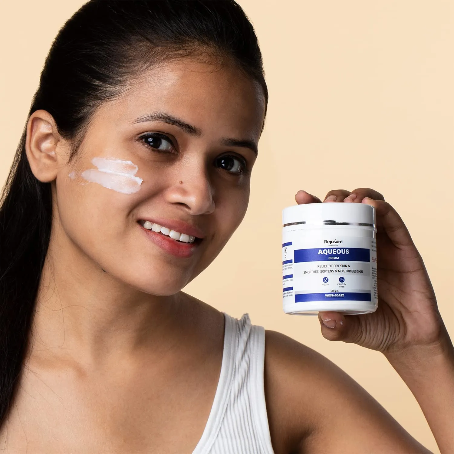 Rejusure Aqueous Cream - Fast Acting for Dry/Itchy/Sensitive Skin, Hydrates and Soothes | Skin care - 100gm