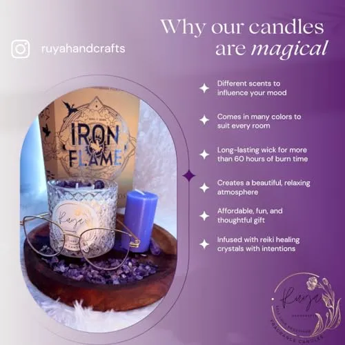 Ruya's Handcrafts Amber Single Wick Amethyst stone | Mood Enhancer That Evokes Childhood Memories | Lucky Charm Candle(Lush Nodes)