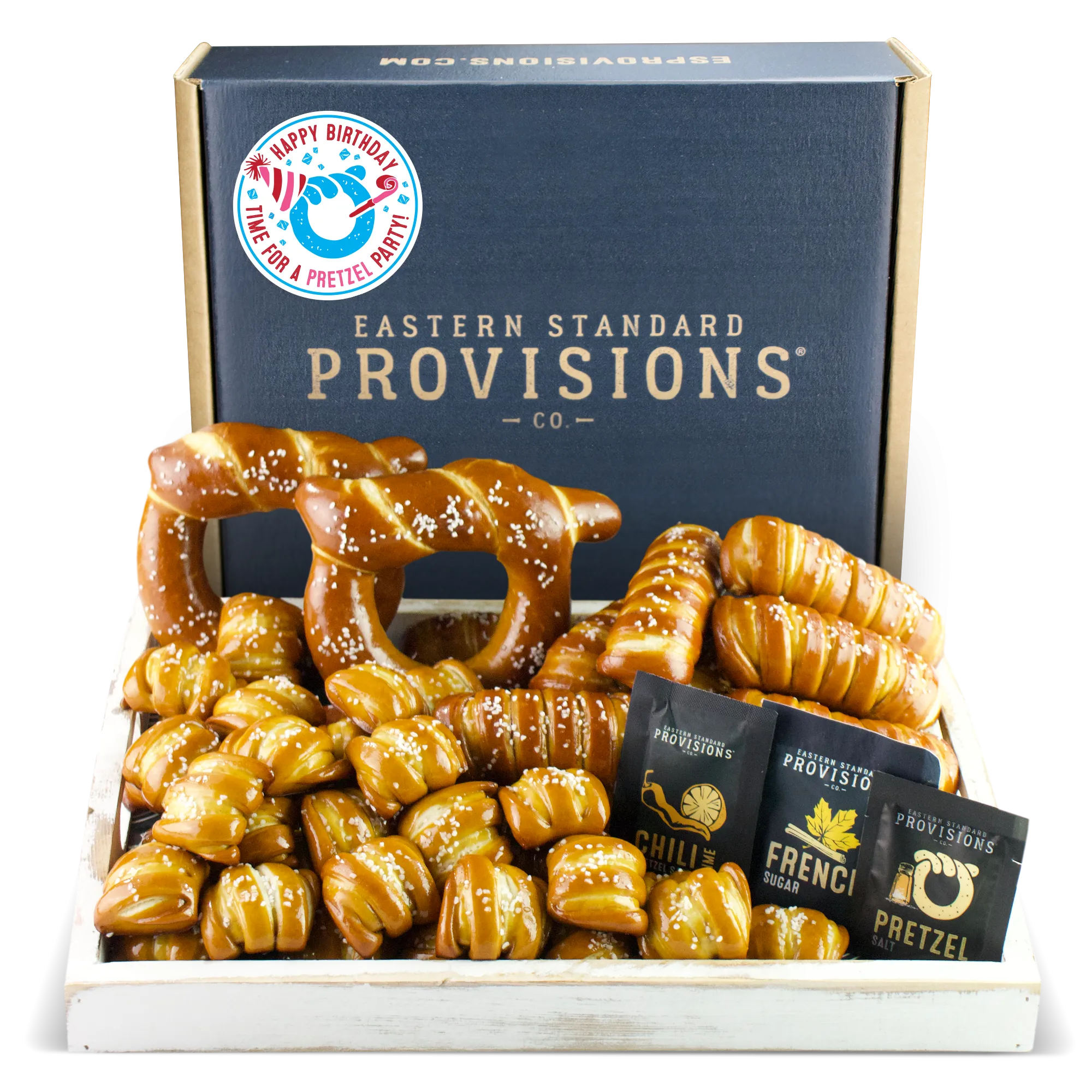 SOFT PRETZELS & SALTS VARIETY BOX - Happy Birthday