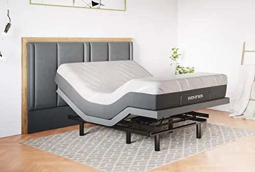 Sven & Son Queen Adjustable Bed Base Frame   14” Luxury Cool Gel Memory Foam Hybrid Mattress, Head Up Foot Up, USB Ports, Zero Gravity, Interactive Dual Massage, Wireless, Classic (Queen)